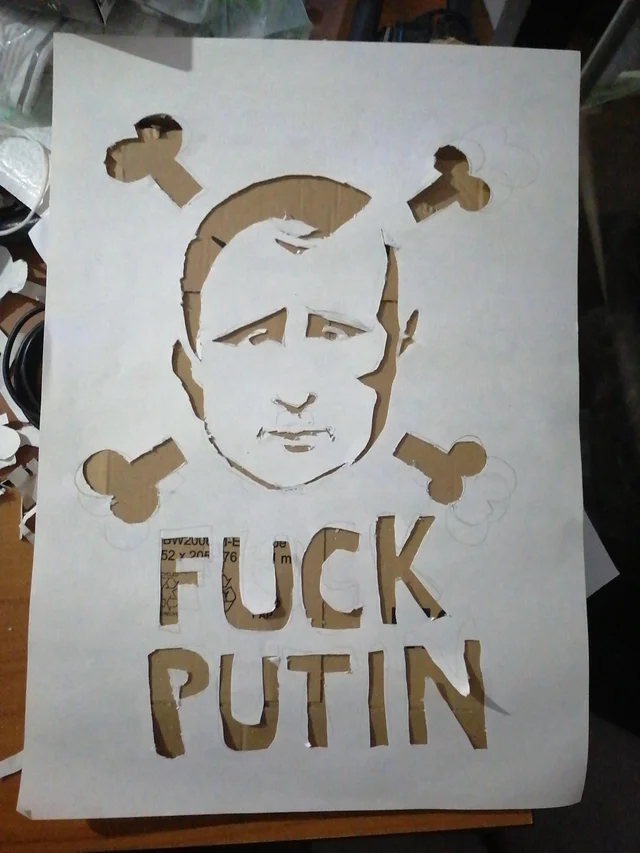 Image of putin with text &lsquo;fuck putin&rsquo;
